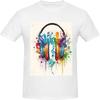 Herren Baumwoll Rundhals T-Shirt, Musik Graffiti Stil Kurzarm Schwarz Atmungsaktiv Lässiges T-Shirt für den Alltag