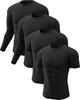 2 Pack Men's Compression Shirts Long Short Sleeve Rash Guard Workout Top, Black