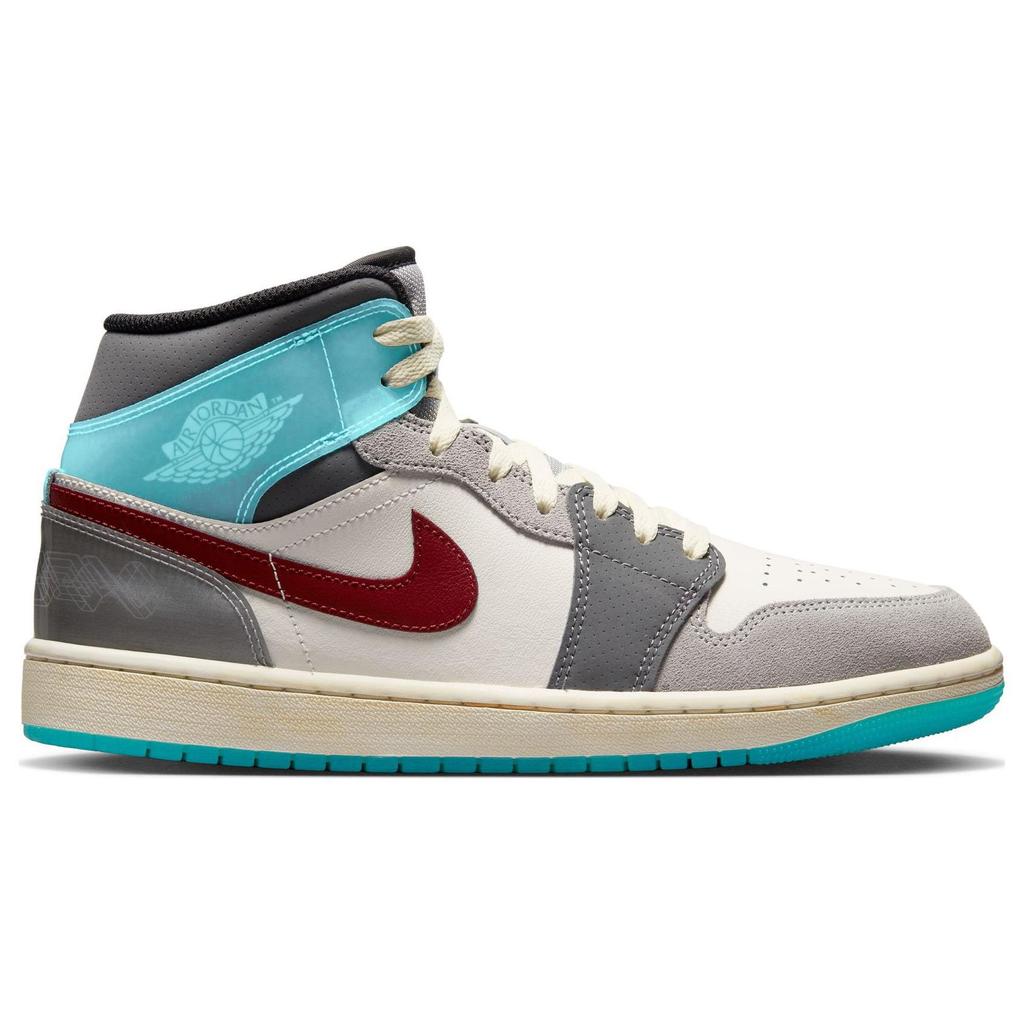 Air Jordan 1 Mid Exploration Unit Men Sneakers White Sail Team-Red FB1870-161