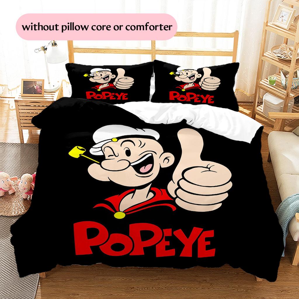 Popeye the Sailor Man  Pattern Bedding Quilt Set  Home Decoration  Gift (1 * Duvet Cover + 2 * Pillowcase  Without Core)