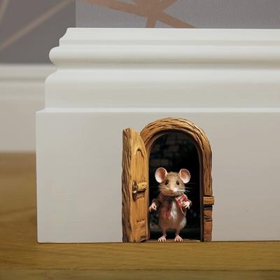 1/2pcs Cute Mouse Hole Door Decals Wall Stickers Home Room Decoration Self-Adhesive Stickers for Home Bedroom Nursery Wall Decor