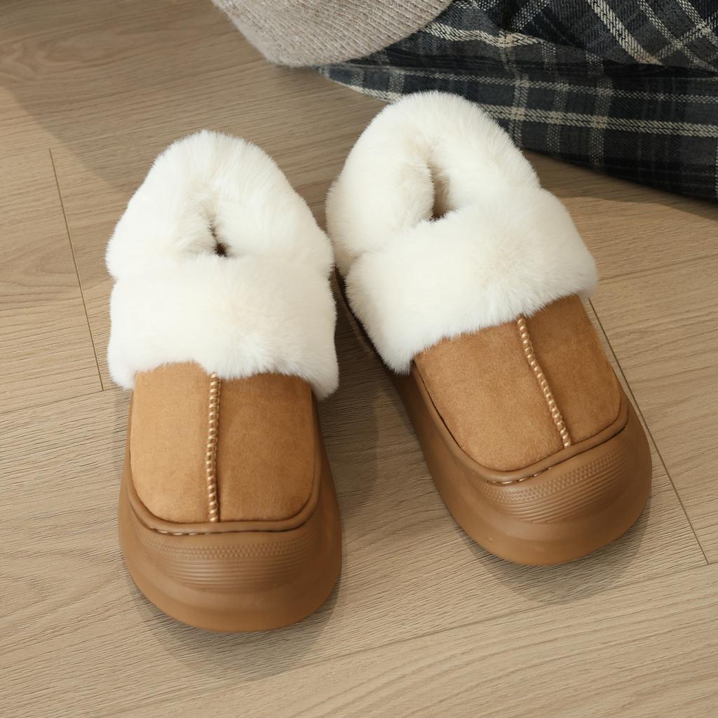 2025 Autumn New Mao Mao Cotton Slippers One Shoe Two Wear Piled Thickened Warm Non-slip Bag Head Cotton Shoes