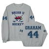 Crewneck Sweatshirt with Graphic Lettering and Sports Emblem Pullover for Casual Wear Comfortable Fit and Durable Fabric