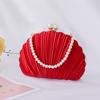 Evening Bag For Women Mini Pleated Seashell Clutch Handbag Purse Chain Strap Crossbody Shoulder Bag For Wedding Prom Party