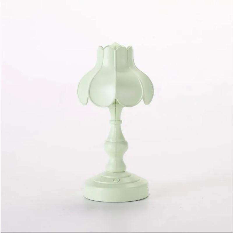 Retro Lotusblad Nattlampa Skrivbord Mini Dekorativa Ornament USB-Laddning Macaron-stil Sängbelysning Liten Bordslampa