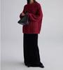 Women's Red Cable Knit Wool Sweater - Heavy Workmanship, 100% Pure Wool, Autumn/Winter, Marled Yarn, Loose Fit, Thickened for Warmth