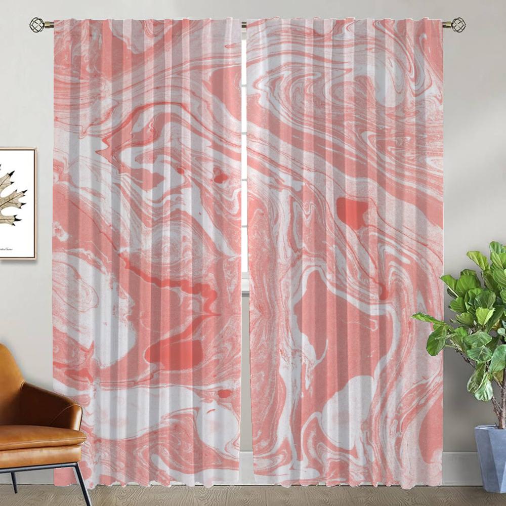 Marbling Curtains for Living Room Curtain Shades Home Interior Curtains 2 Pieces Halloween Decoration Tulle for Bedroom Kitchen