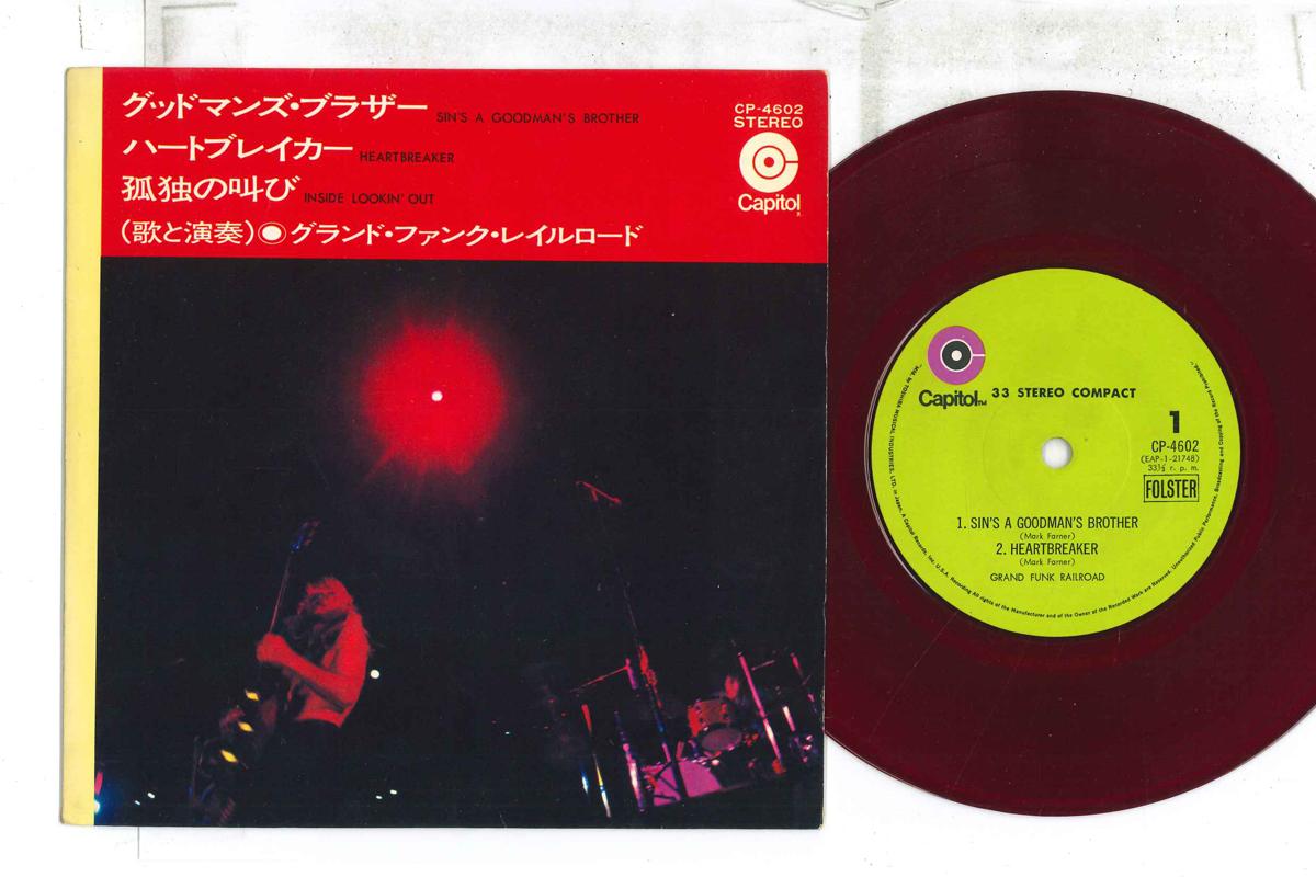

7inch Record GRAND FUNK RAILROAD Sins A Good Mans Brother Heartb CP4602 CAPITOL 1971 Japan Rock Used