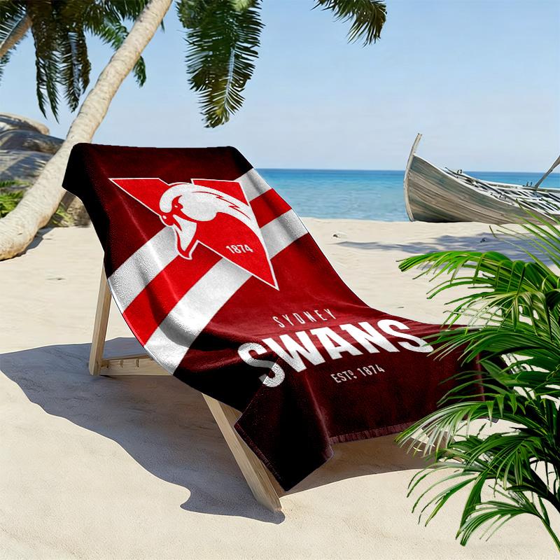 Sydney Swans 2D Flat Print Beach Towel, Large Soft Quick Dry Towel for Beach Camping Swimming.NSTJ0928348