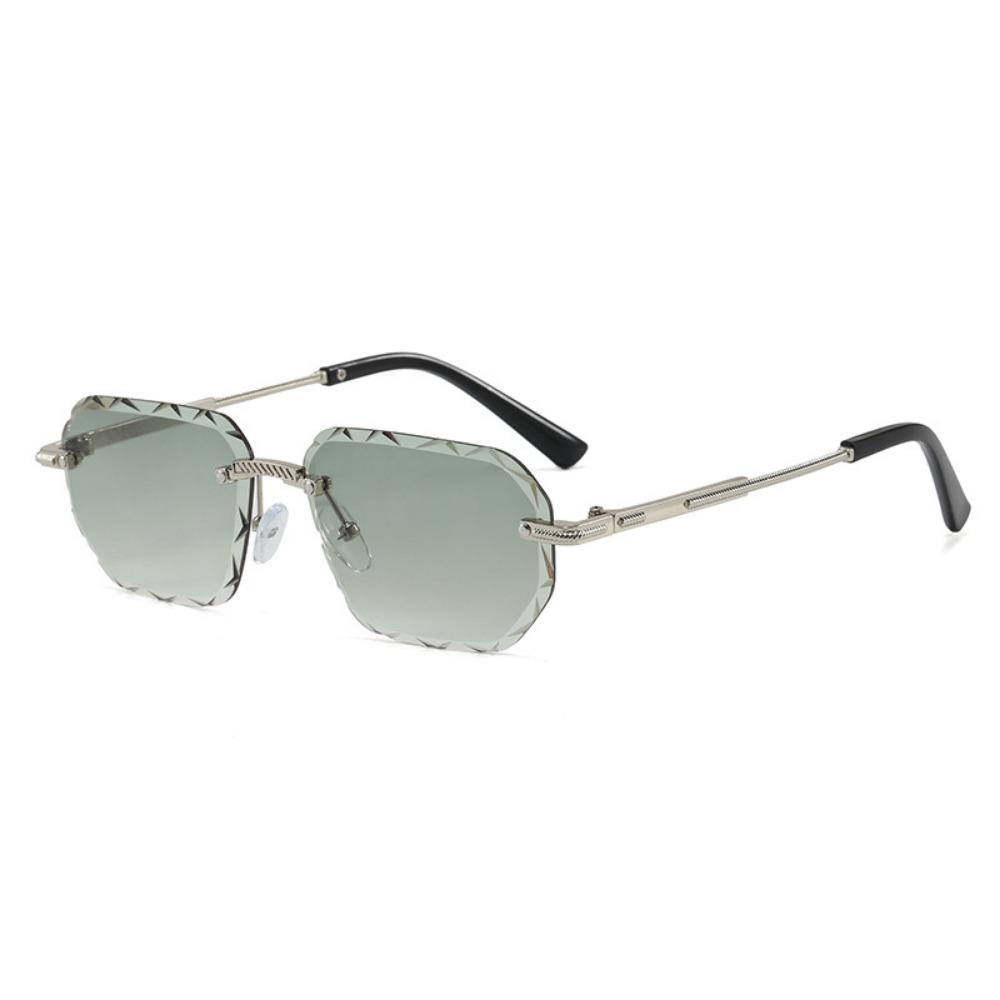 Rimless Design Rimless Square Sunglasses Metal Frame Square Shape Gradient Lens Sunglasses Lightweight UV Protection