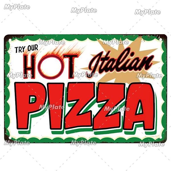 I Love Pizza Metal Poster Tin Sign Vintage Metal Sign Plate For Bar Pub Wall Decor Plaques Kitchen Wall Sign Bar Decor Poster