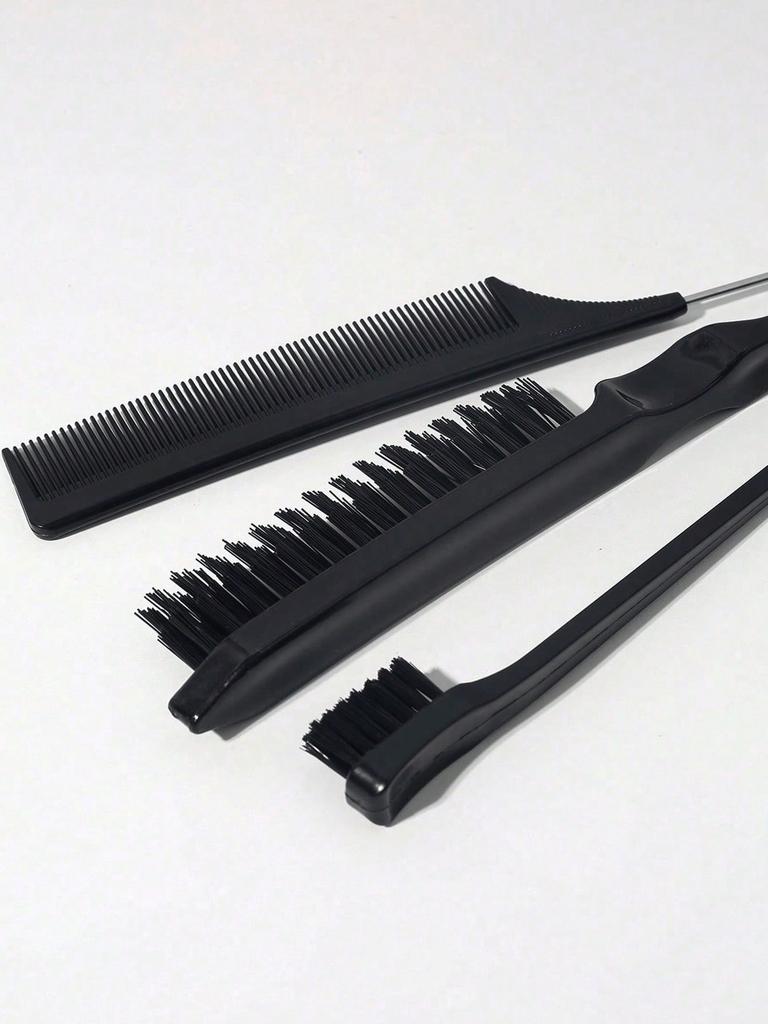 3pcs Slick Back Hair Brush Set With Edge Brush Hair Brush Rat Tail Comb Teasing Brush For Smoothing Hair & Flyaways,Hair Brush,Comb,Hair Tools,