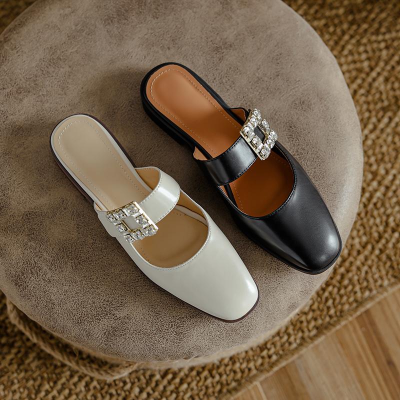 Zapatos de Mujer Exterior Casual Moda Zapatillas de Mujer Chanclas Verano Cuero Plano Antideslizante Duradero Banquete Todo Combinable Sandalias