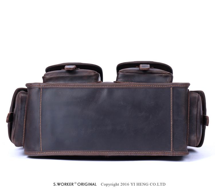 Men's Genuine Leather Crazy Horse Briefcase & Messenger Laptop Bag