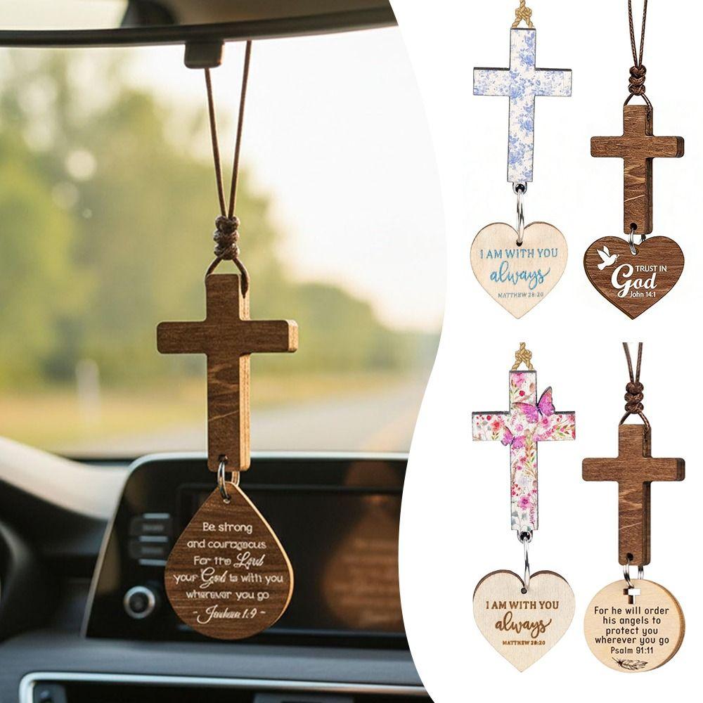 With Pendant Car Rearview Mirror Hanging Lightweight Keychain Ornament Bible Verse Charm Car Hanging Ornament