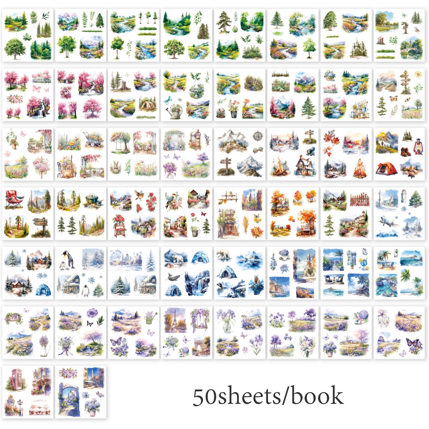 

50 Аркушів/Пачка Серія «Земна» Книжка-стікербук для DIY Щоденника Чохол для Телефона Календар Рамка для Фото Декорація Ноутбука