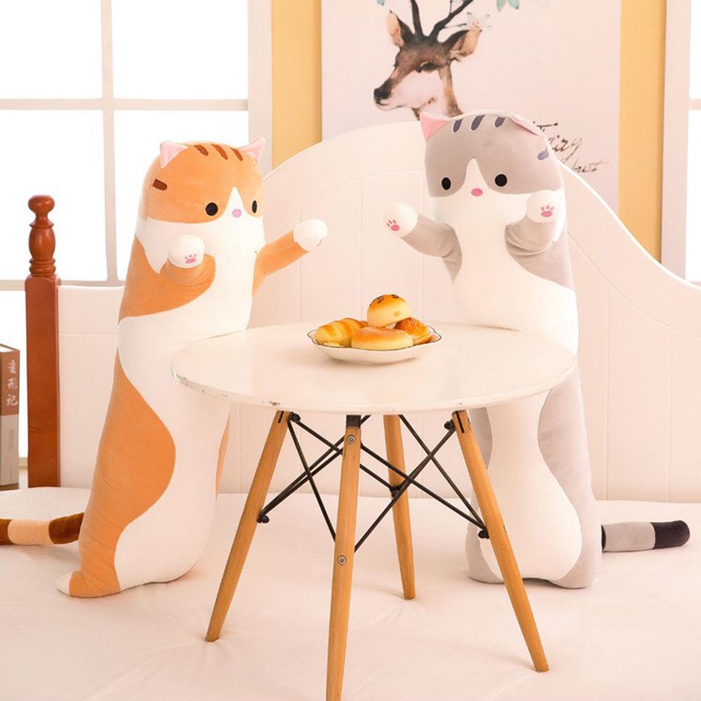Throw Pillow  Cute Cartoon Long Cat Shaped Doll  Plush  Sleeping Decorative Gift