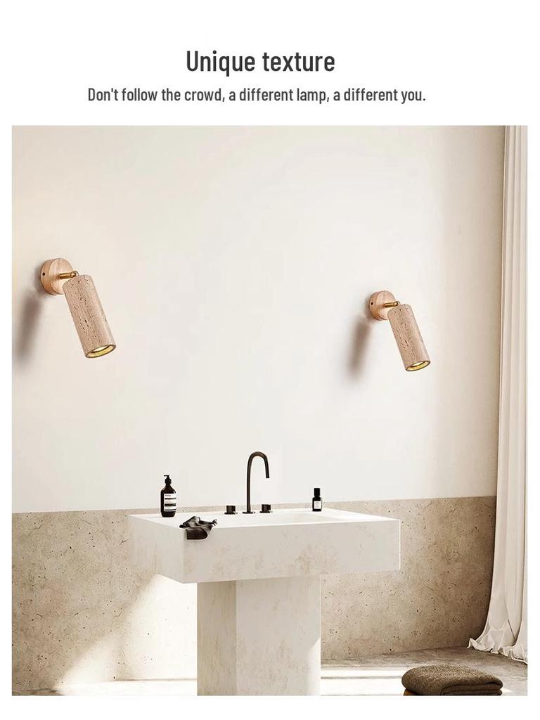 Wabi-sabi Style Yellow Travertine Wall Lamp for Bedroom, Courtyard, or Balcony - Waterproof Outdoor Light.