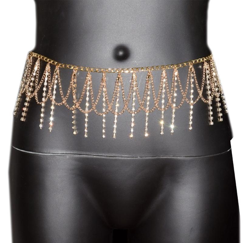 Elegant Rhinestones Body Chain Waist Jewelry For Women Tassels Waist Chain Party Dress Accessory Stage Performances Props
