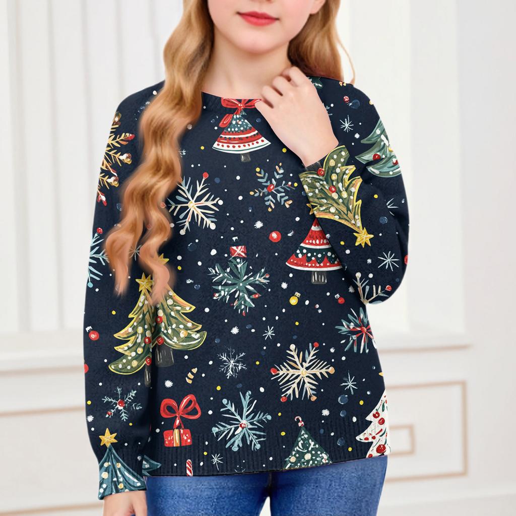 Christmas Day Sweatshirts For Children Boys And Girls Knit Sweater Cute Shirt Fall Crewneck Pullover Tops