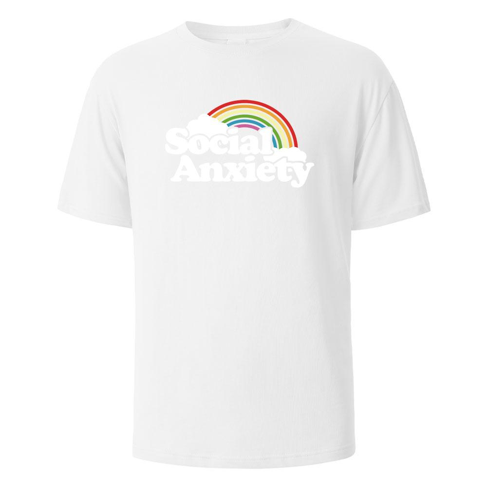 

Social Anxiety Printing Mens Tshirt Casual Breathable Tees 100Cotton Funny Tops Street Oversized TShirts For Men Women Oneck S