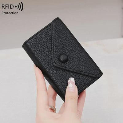 RFID-Diebstahlschutz-Kartenetui aus Litschi-Narbenleder und Unisex-Geldbörse