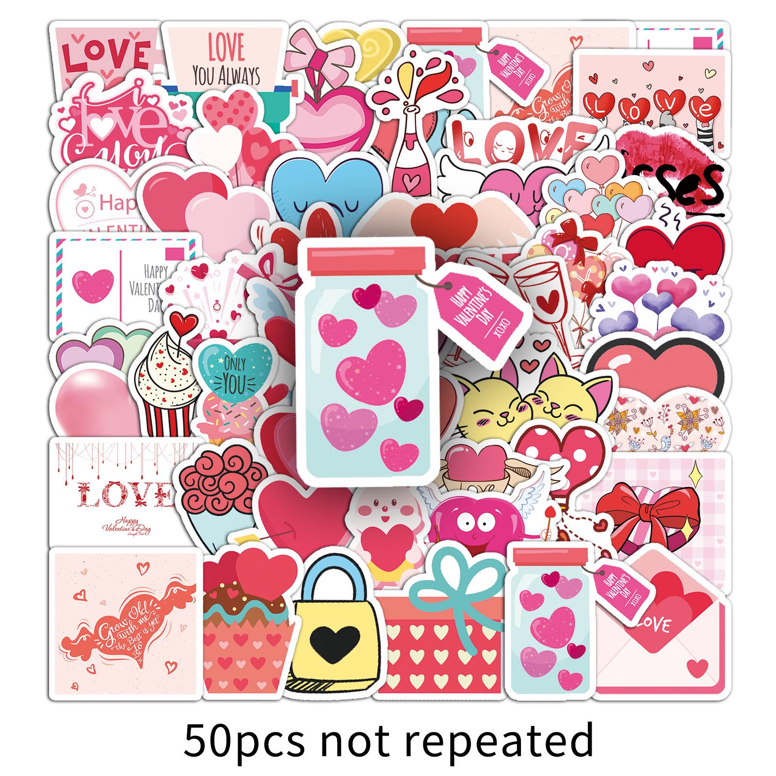 50 Valentine s Day Journal Stickers: Cute Cartoon Designs for DIY Decoration