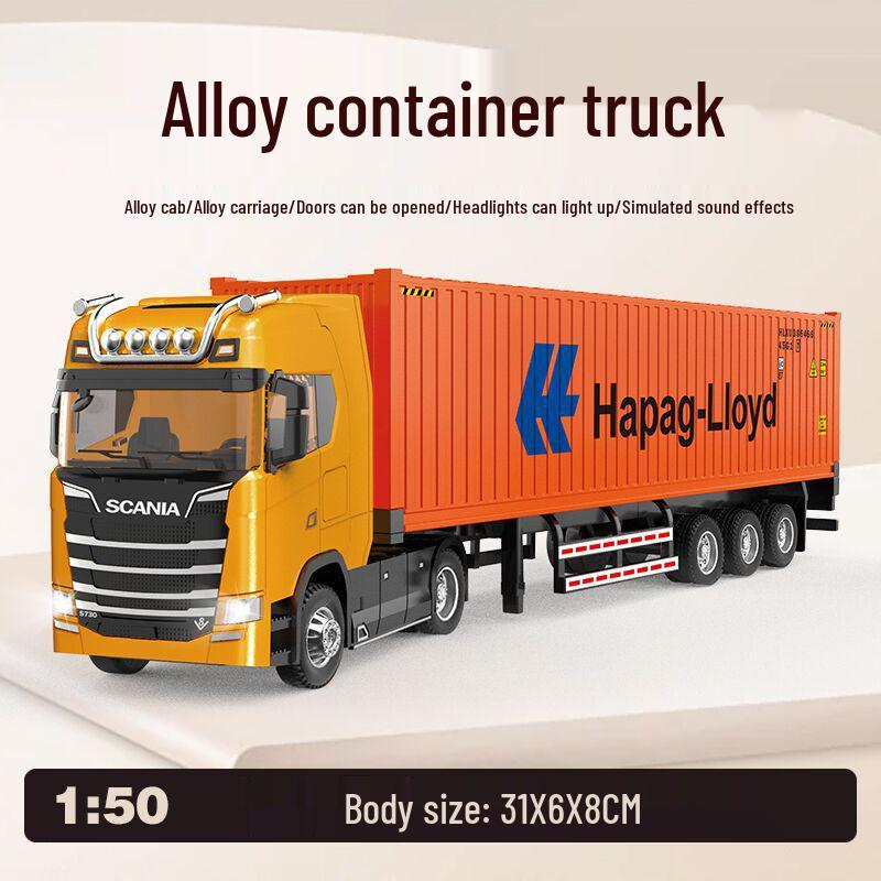 1:50 Alloy Container Transport Truck Model Toy Vehicle Gift Ornament