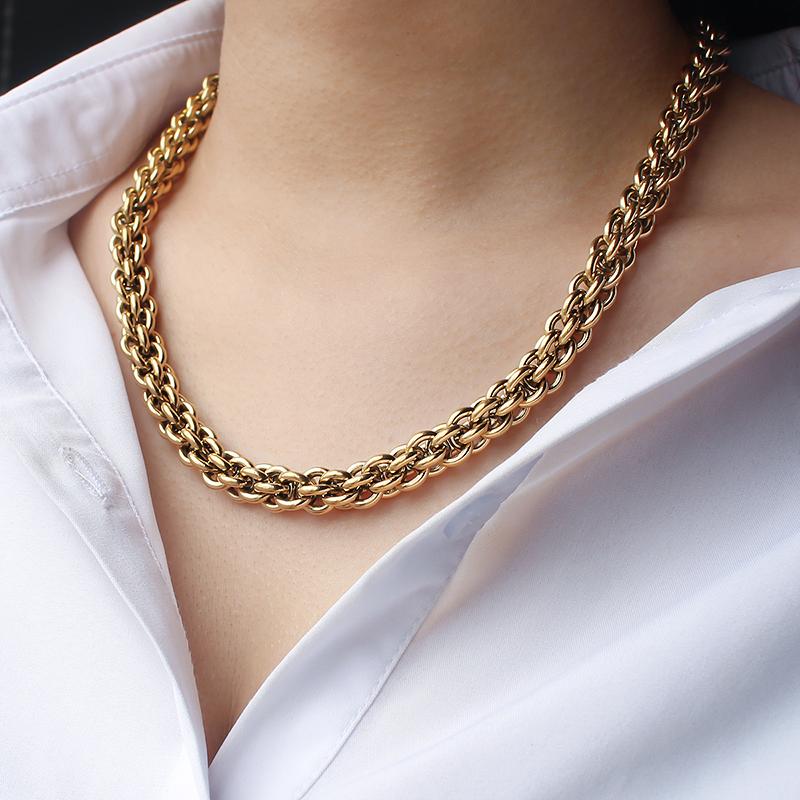 Rings Cross Connected Corn Stainless Steel Chain Necklace for Men Women 50cm Long Can be Customized Length