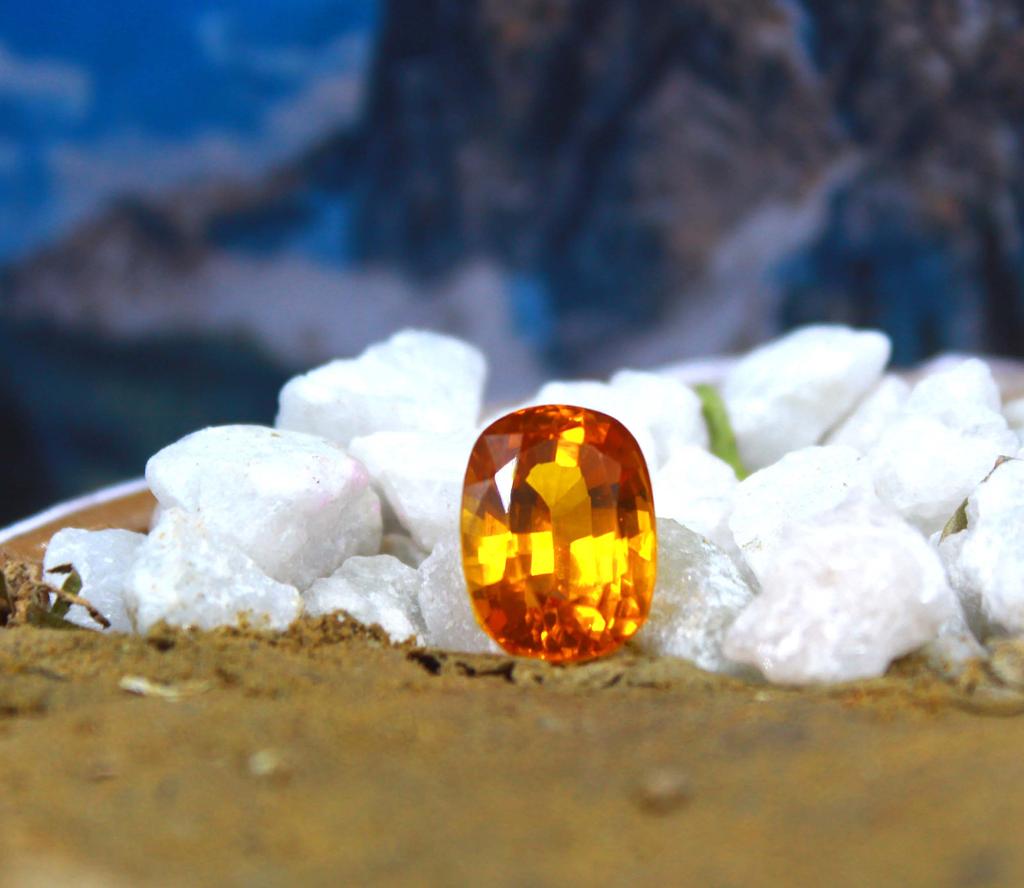 9.10 Carat Looking Nice Cushion Shape Orange Sapphire Certified Sri Lanka Gemstone SN483