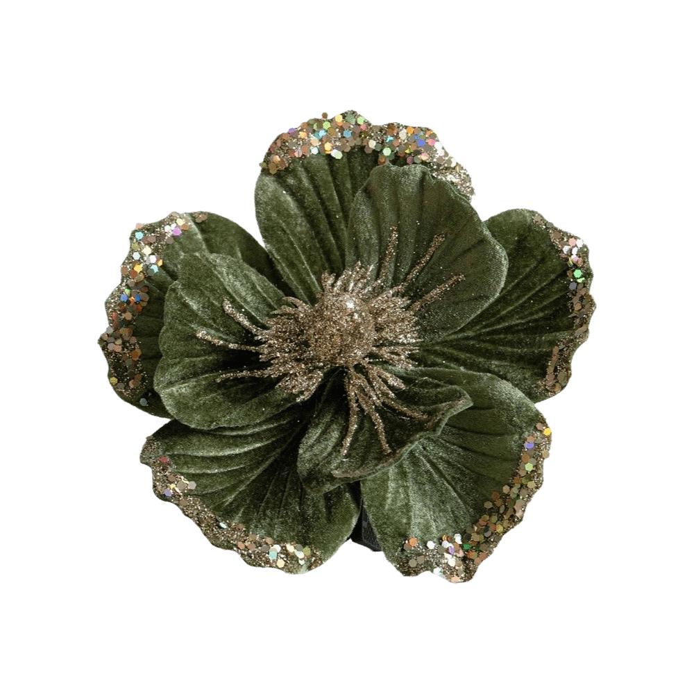 Glitter Finish Artificial Poinsettia Flowers 19cm Size Glitter Christmas Flowers Home Holiday Use