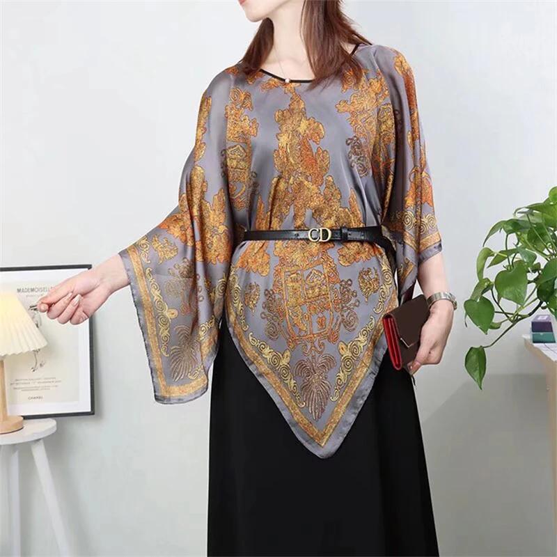 2025 Shawls Summer Beach Sexy Women Fashion Print Chiffon Smock Bikini Cover Up Loose Blouse Sunscreen Comfortable Poncho Hot