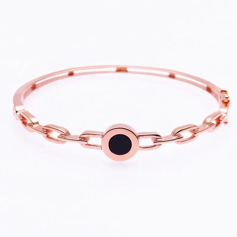 Rose Gold Plated Color Gold Purple Gold Luxury Black Hollow Round Glossy Bracelet Jewelry