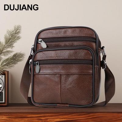 Classic Men's Genuine Leather Crossbody Shoulder Bag for Casual Commuting