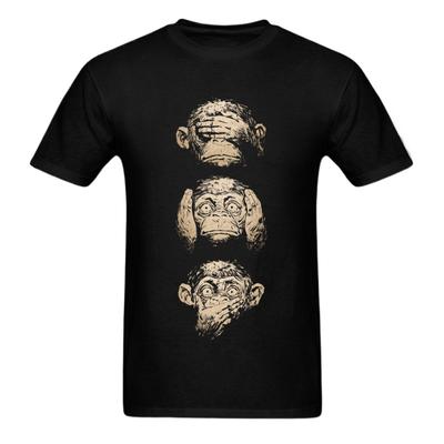 Wise Monkeys Funky T Shirt for Man Retro Painting Tees Top Cotton Fabric Short Sleeve Teens Customize Tshirt