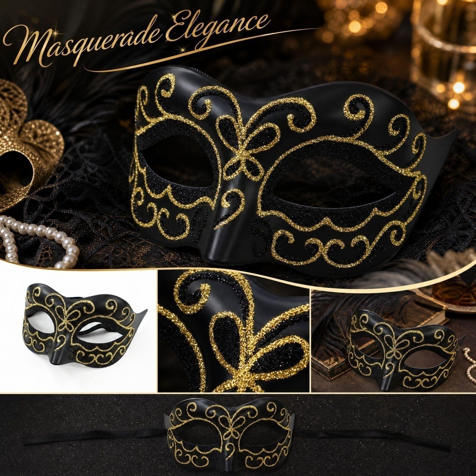 Masquerade Half Face with Gold for Women Party Costume Accessory One Size