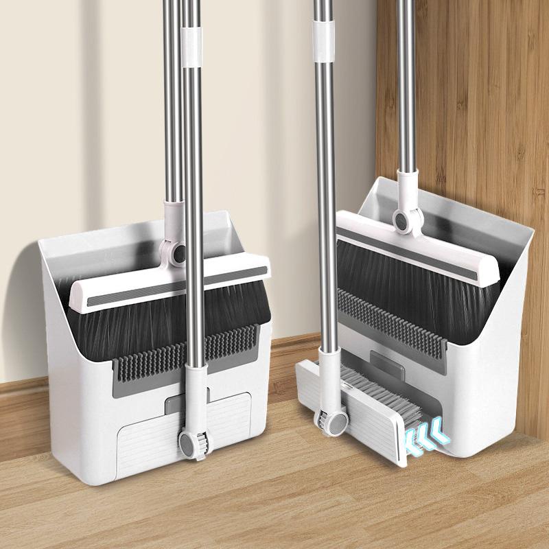 Broom Dustpan Floor Brush Set Indoor Non-Stick Hair Long Handle Thickened Broom With Stand Up Dustpan Combo Set Home Clean Tools
