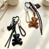 Cute PU Leather Bear Bag Pendant Bear Shape Cartoon Keychain Soft Stuffed Bag Charm Ornament Decoration