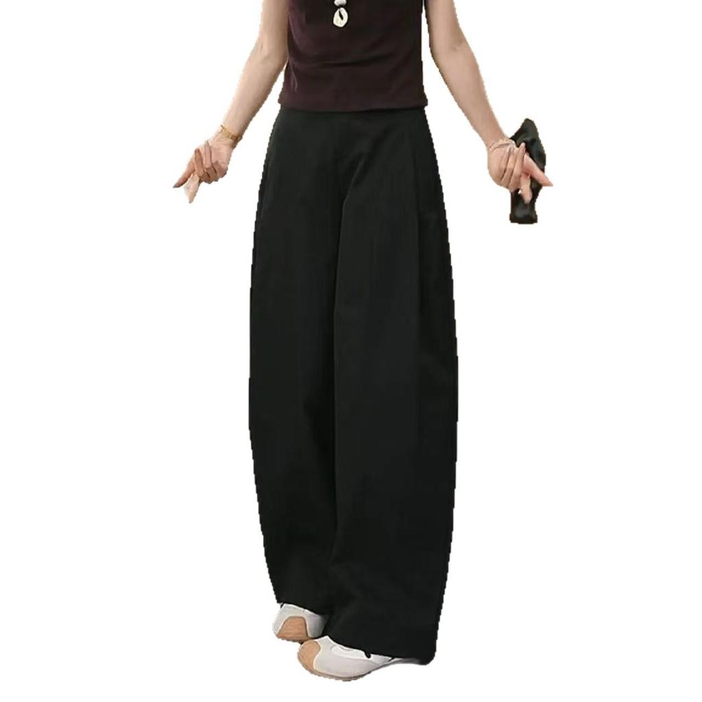 Trendy 2025 Wide-Leg High-Waisted Cargo Pants for Spring & Autumn - Casual, Loose, Slimming, Long Fit