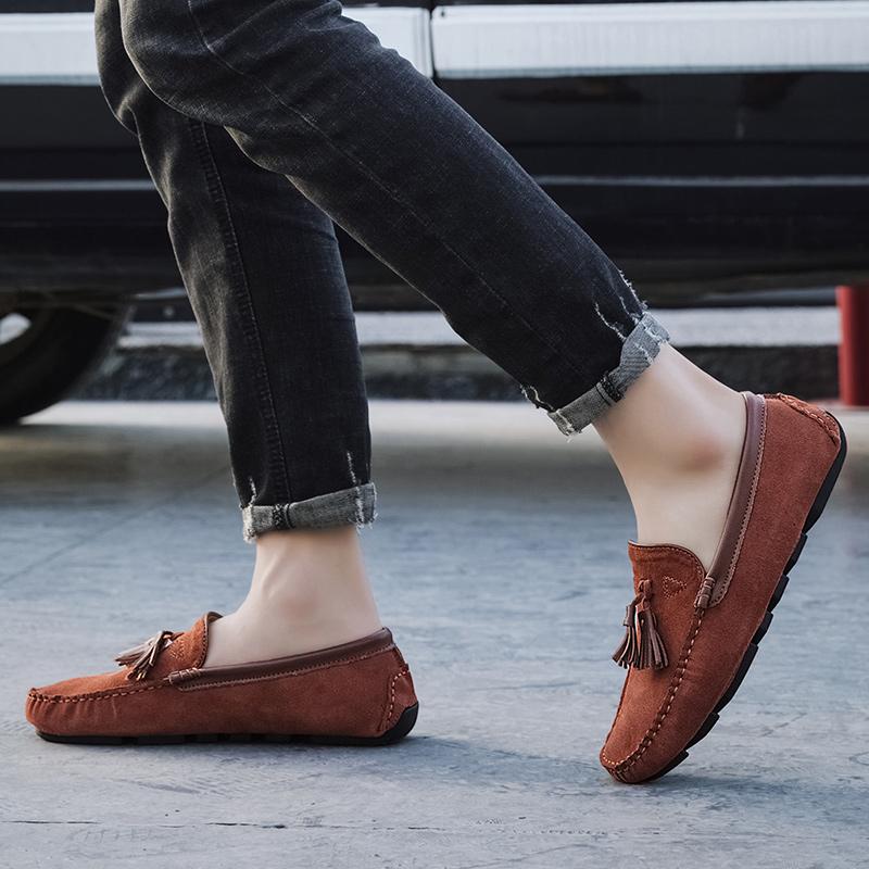 Italian Walking Shoes New Men Loafers Soft Moccasins Summer Shoes Man High Quality Mens Shoes Casual Suede Leather Driving Flats