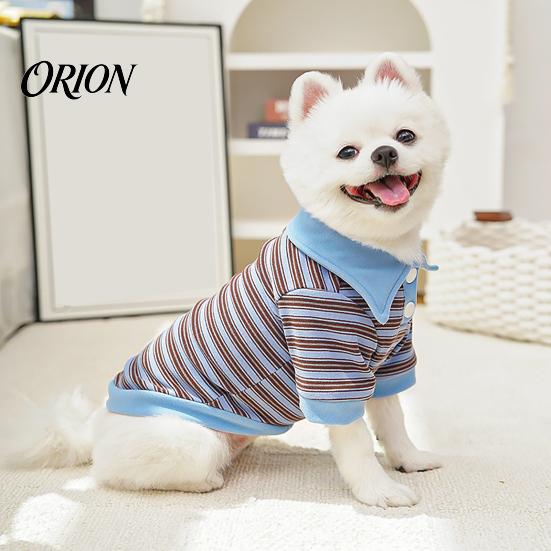 French Bulldog Clothing Cute Dog Shirt, Striped Collared Clothes, Summer Button Up T-Shirt, Shirt Soft Breathable Puppy Outfits for Small Medium Dogs