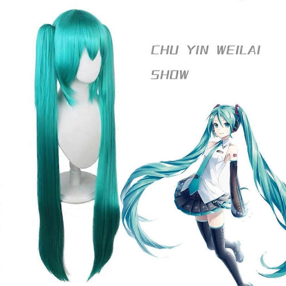 Cosplay Party Wigs Hatsune Miku Wig with 2 Ponytail Long Straight Wigs Halloween Carnival Props