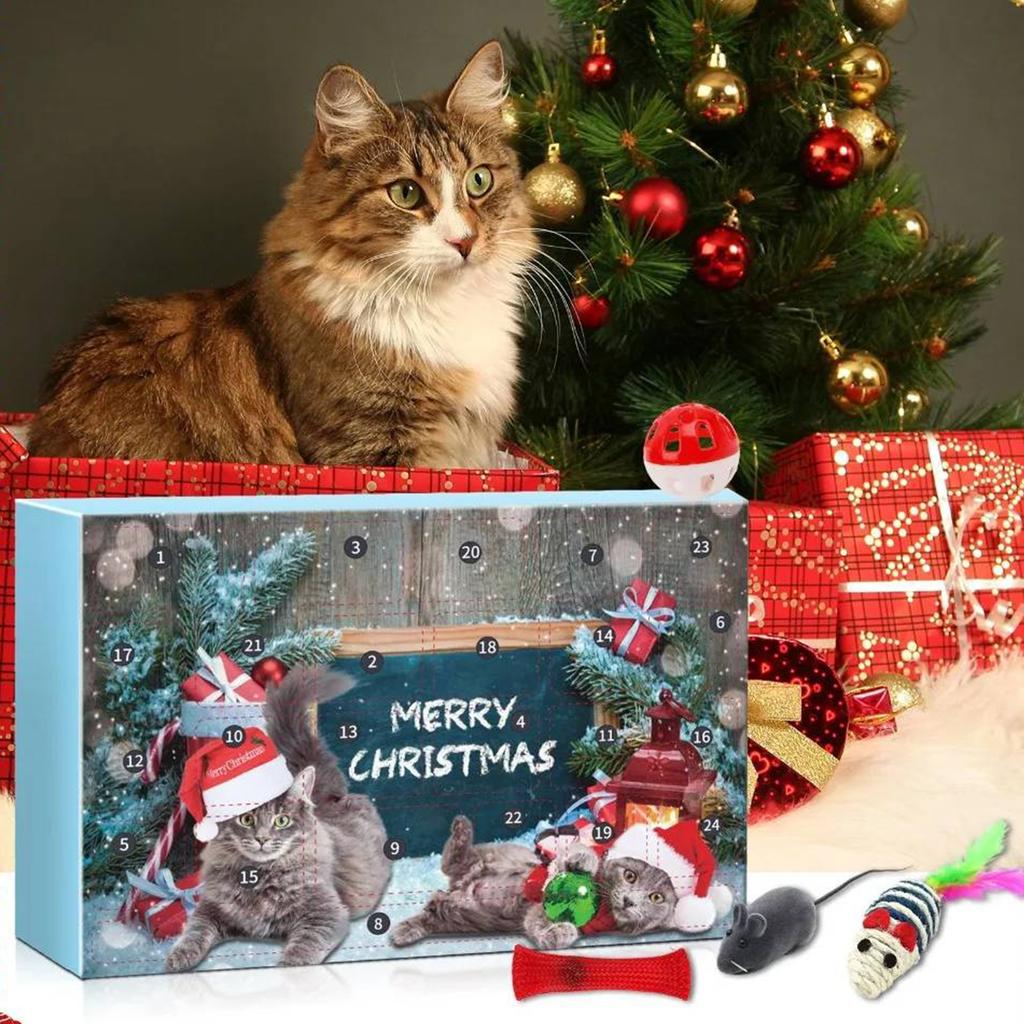 Cat Advent Calendar 2025 24 Days Christmas Countdown Calendar for Indoor Kitten Cats Pet Surprise Xmas Gifts for Cat Lovers