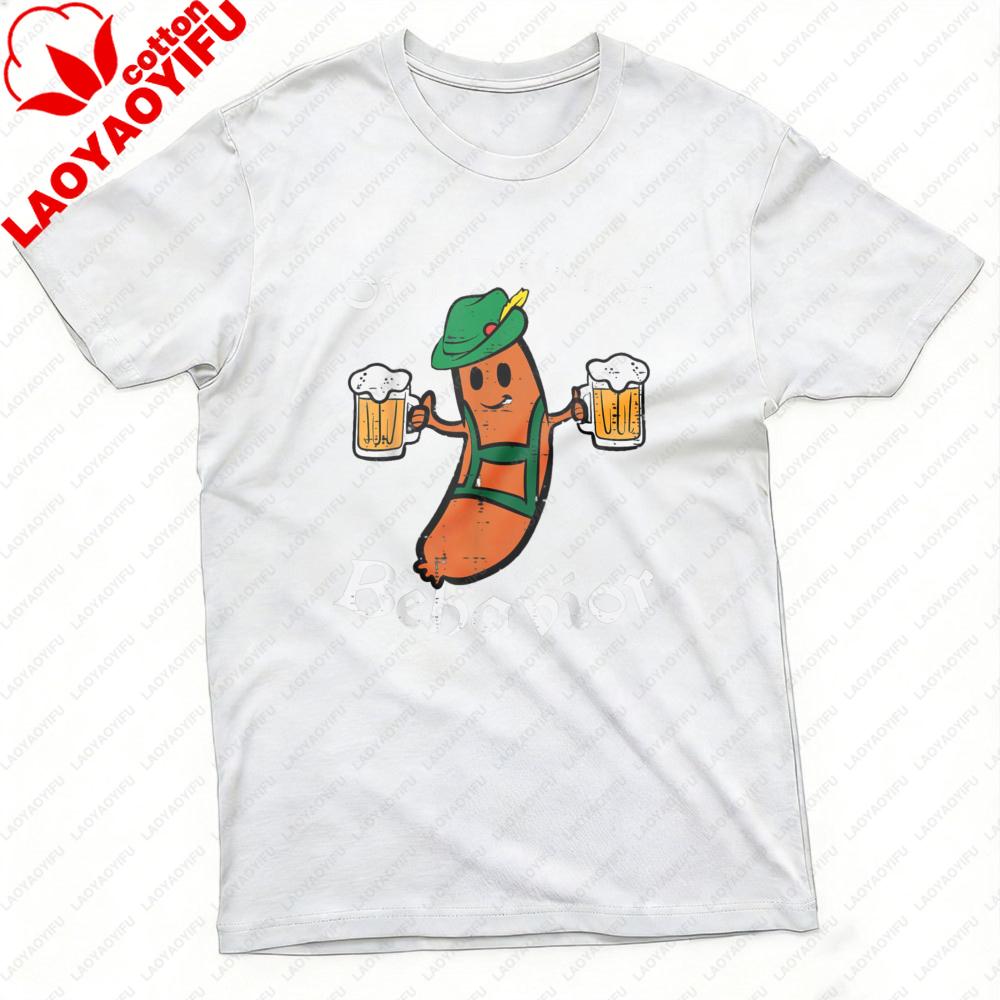 Auf meinem schlimmsten Verhalten Oktoberfest Wurst Bier Design T-Shirt Herren T-Shirt Baumwolle Sommer Kurzarm Lässige Mode Oberteile
