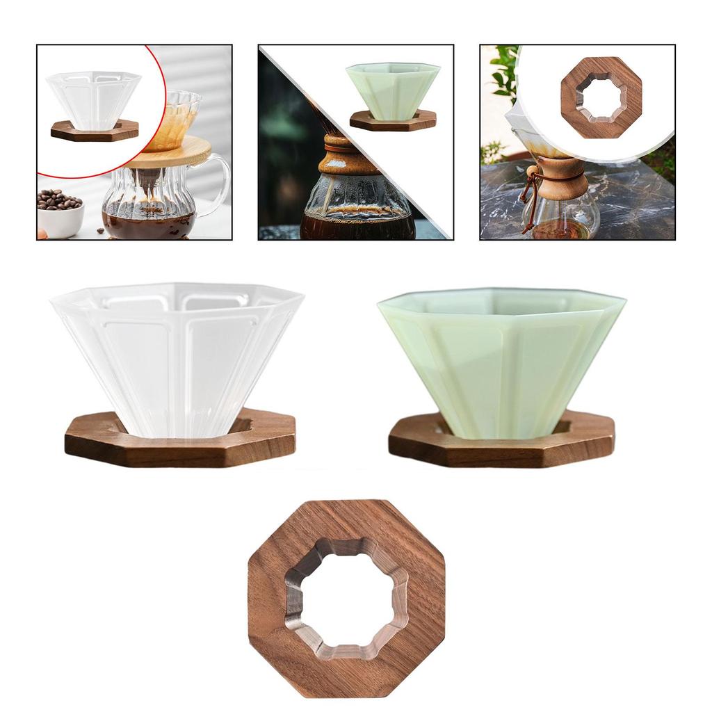 Drip Coffee Maker Dripper Coffee Cup with Walnut Wood Holder Coffee Cup Coffee Filter Cup