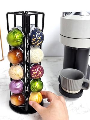 Coffee Pod Holder Rotatable Vertuo Line Coffee Capsule Pods Holder Display Stand Metal 20 Cups Storage Organizer Shelves Rack