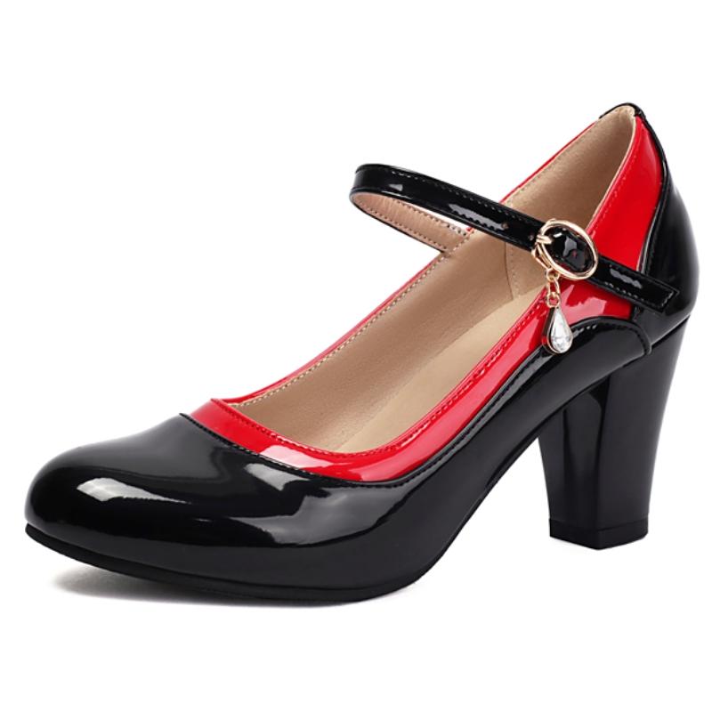 Elegant Women's Block High Heels Fashion Mary Janes Shoes Black White Heeled Party Wedding Shoes Ladies Dress Pumps 2025
