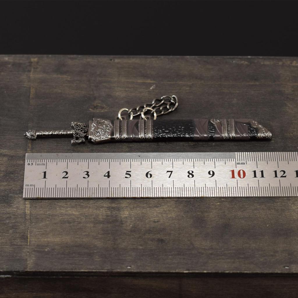 Ancient Miniature Baxia Dao Ring Knife 12cm Metal Toy Ornament (Unsharpened)