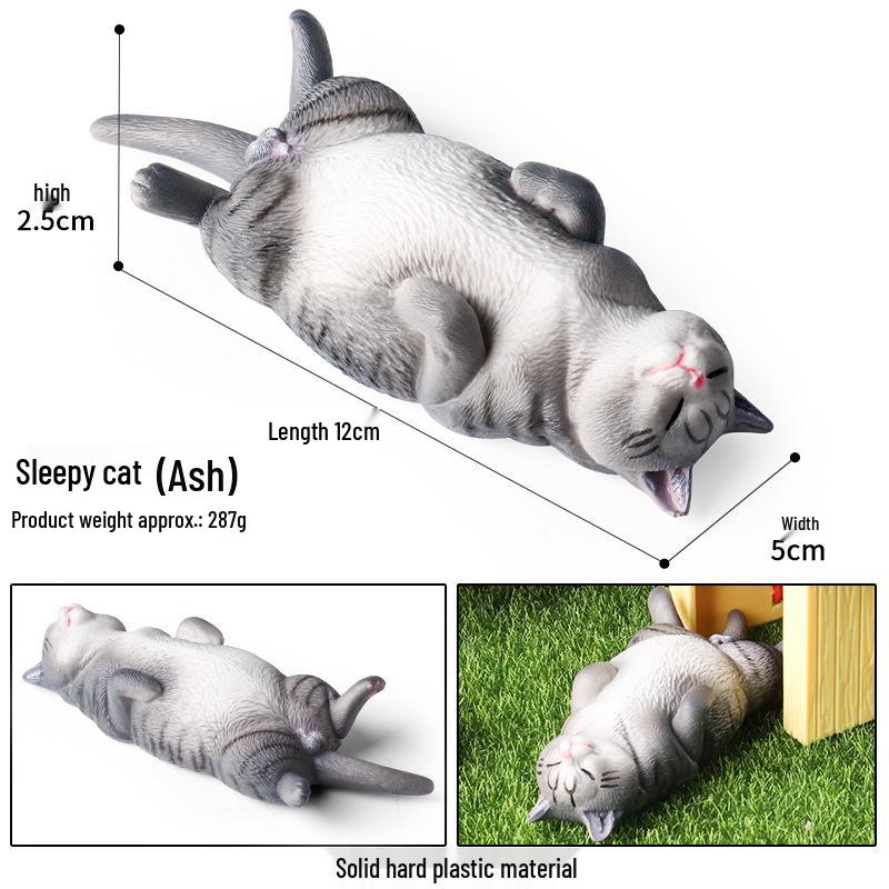 Yaratıcı Sevimli Kedi Bebek Süsleri - Tüysüz, Pastoral ve Yan Yatan Kediler Ev & Kahve Dükkanı Dekorasyonu İçin