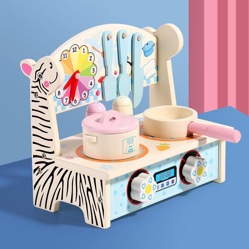 

Wooden fun children s simulation play house tableware multi-functional kitchenette cooking girls play educational toys